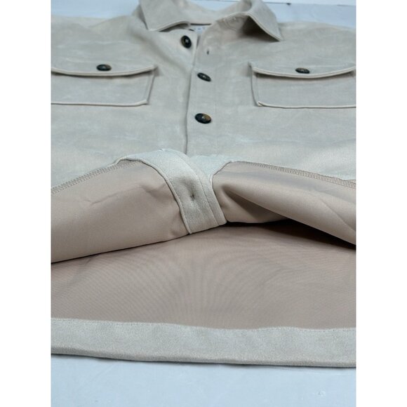 Ike Behar Faux Suede Water Repellent Cream Shirt Jacket Men’s Size XL Shacket - Picture 7 of 14